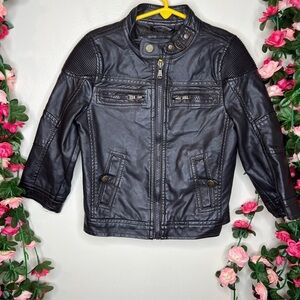 Urban Republic Black Pleather Toddler Zip Jacket Boys 3T Outdoor School Casual